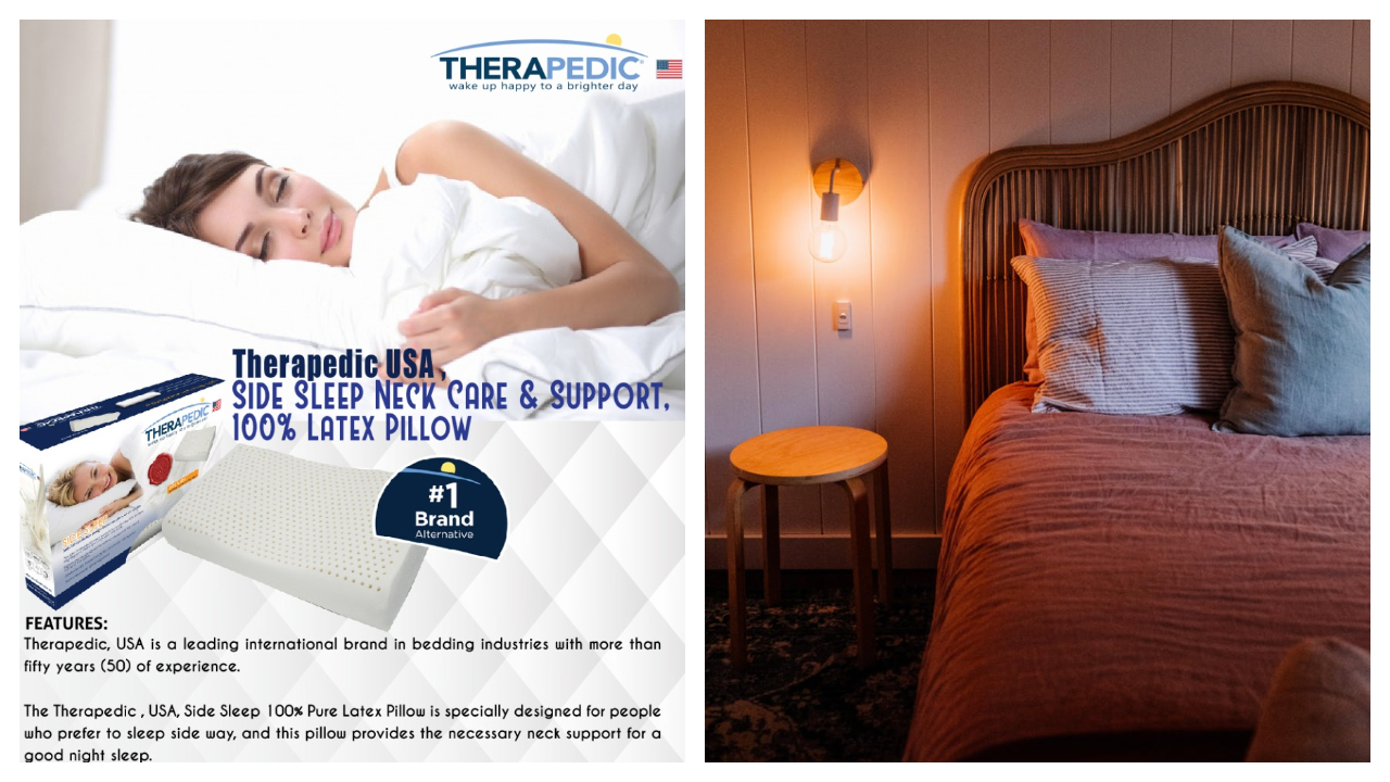 Therapedic USA "Side Sleep" Pillow 100% Natural Latex