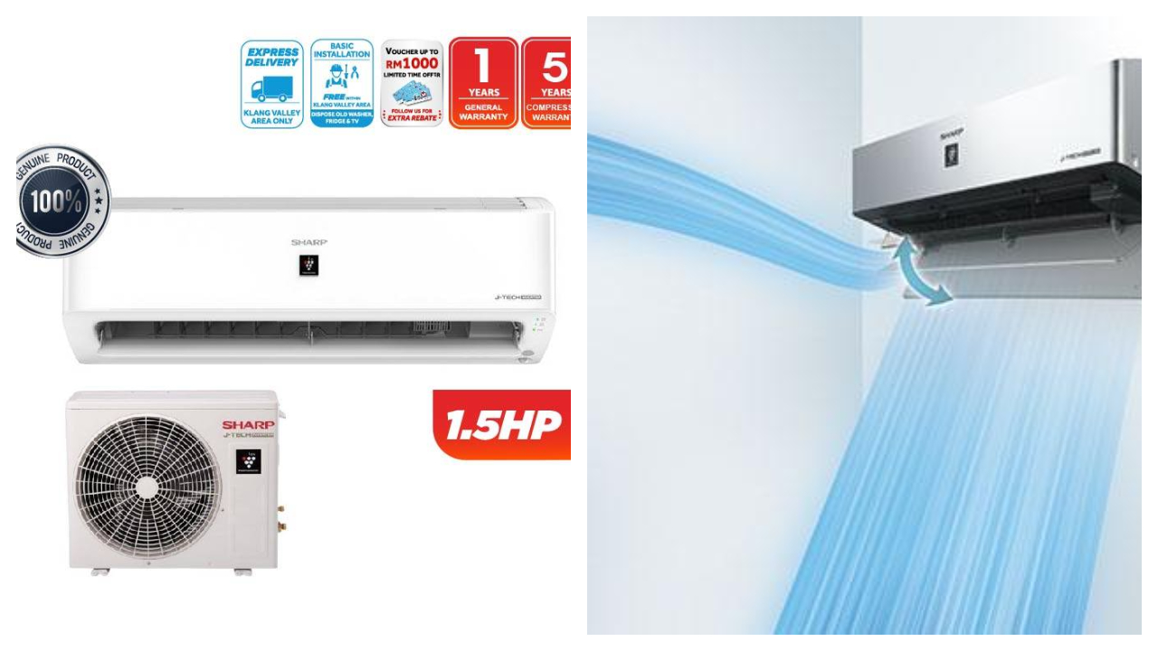 Sharp 1.5HP AIoT J- Tech Inverter Plamacluster Air Conditioner 