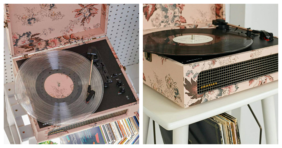 Crosley Voyager Portable Turntable, Floral 