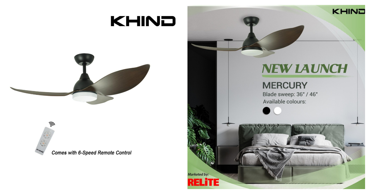 KHIND Mercury 36″ / 46″ DC Ceiling Fan with LED Light Kit