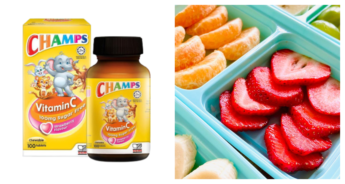 CHAMPS Vitamin C 100mg Sugar Free Strawberry Flavour Chewable Tablet 100s