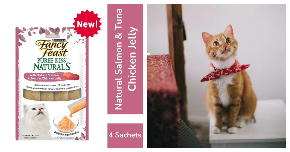 Purina FANCY FEAST® Puree Kiss Naturals with Natural Salmon & Tuna in Chicken Jelly Wet Cat Treats