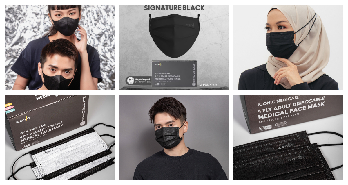 Iconic Medicare 4-Ply Signature Black Medical Face Mask